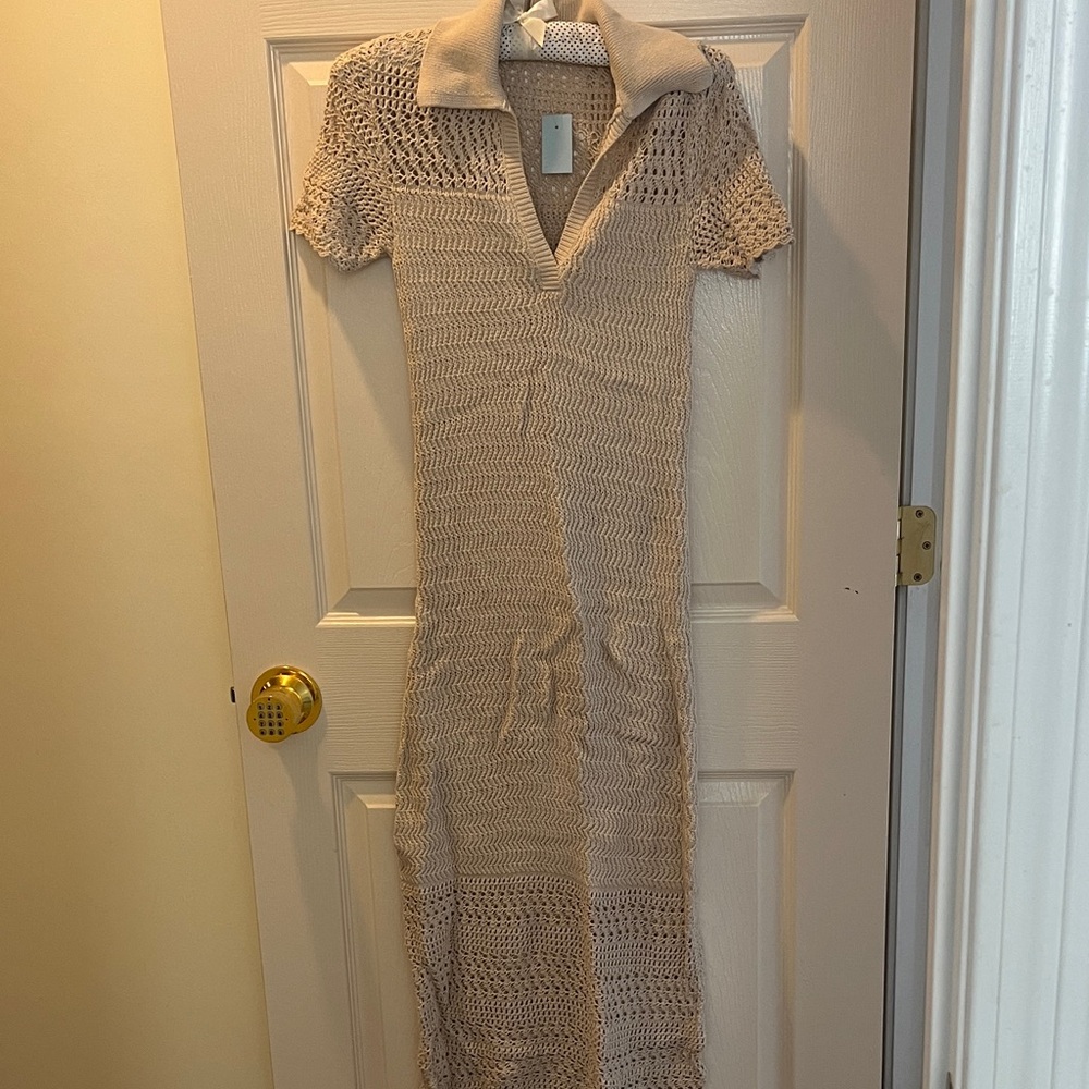 LOFT Cream Knit Maxi Dress